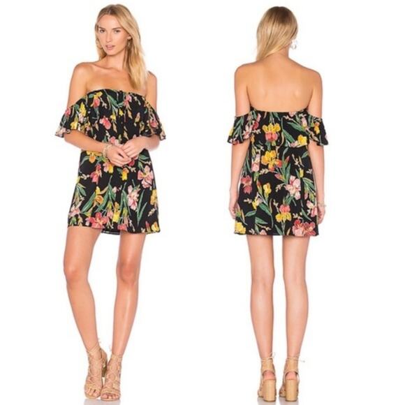 Privacy Please x REVOLVE Black Floral Tropical Dress Size Medium Summer Beach - Picture 1 of 7